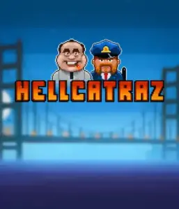 Enter the thrilling world of the Hellcatraz game by Relax Gaming, showcasing a cartoonish prisoner and a guard with the infamous Alcatraz prison and San Francisco skyline in the background. This image portrays the fun and humor of an Alcatraz-inspired game, ideal for those who enjoy playful themes, providing a nostalgic adventure. 