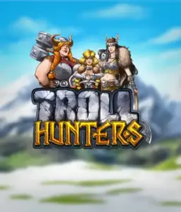 Step into the world of "Troll Hunters," where fierce Viking warriors stand ready to confront their foes. The logo displays a male and female Viking, dressed for battle, overlooking a frosty mountainous backdrop. They radiate power and determination, capturing the essence of the game's adventurous theme.