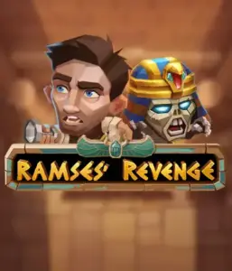 Explore the mysterious world of Ramses' Revenge slot by Relax Gaming, highlighting a surprised explorer and a terrifying mummy against an Egyptian tomb backdrop. This graphic captures the excitement of ancient Egyptian myths, ideal for those interested in historical adventures, offering a thrilling gaming experience. 